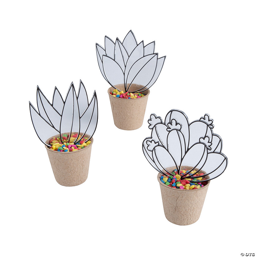 4" x 5 1/2" Suncatcher Succulent Flower Pot Craft Kit - Makes 6 Image