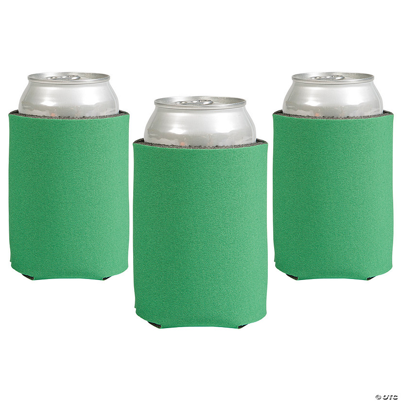 4" x 5 1/4" Soild Color Green Foam Standard Can Coolers - 12 Pc. Image