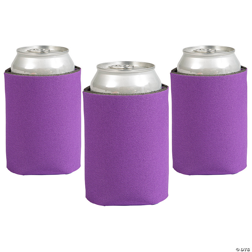 4" x 5 1/4" Soild Color Purple Foam Standard Can Coolers - 12 Pc. Image