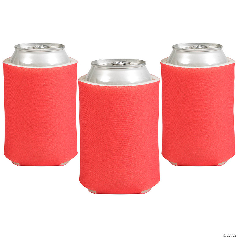 4" x 5 1/4" Soild Color Red Foam Standard Can Coolers - 12 Pc. Image