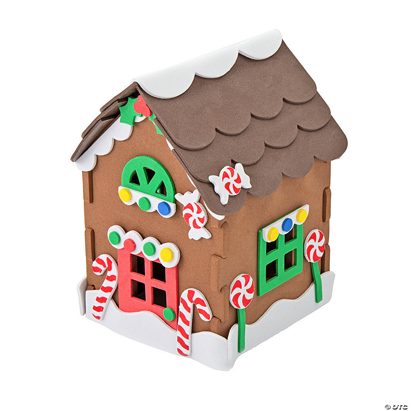 4" x 5 3/4" 3D Gingerbread House Christmas Craft Kit - Makes 12 Image