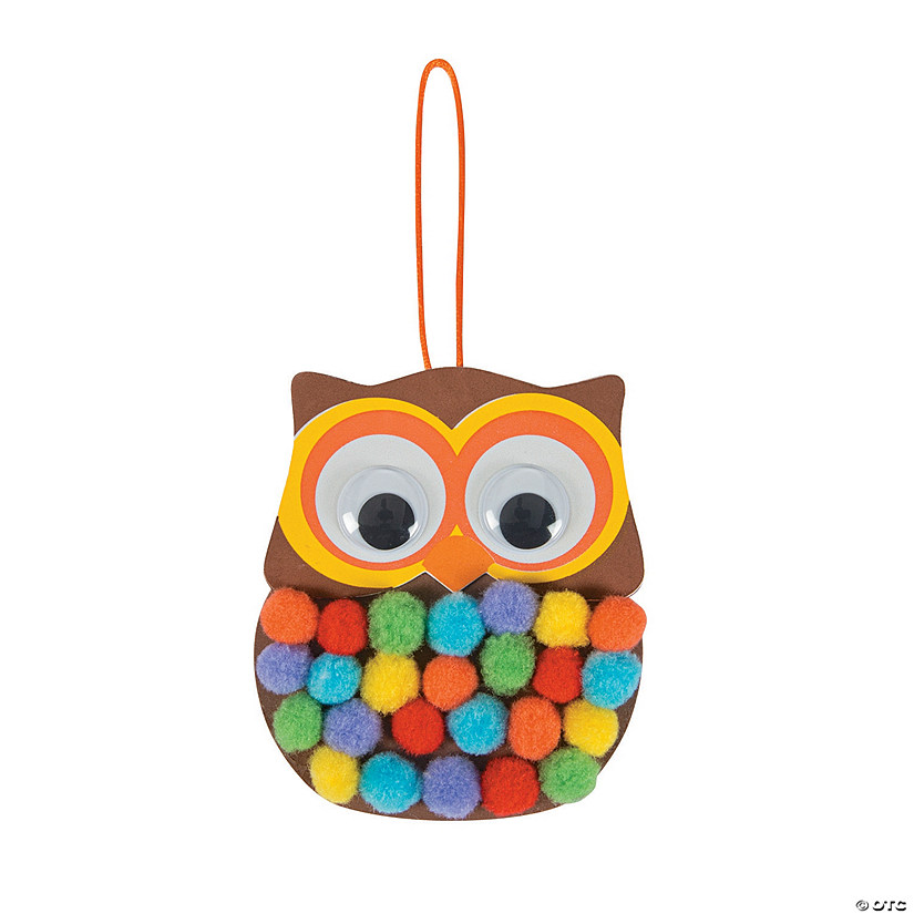 4" x 5" Pom-Pom Googly Eye Owl Ornament Craft Kit - Makes 12 Image