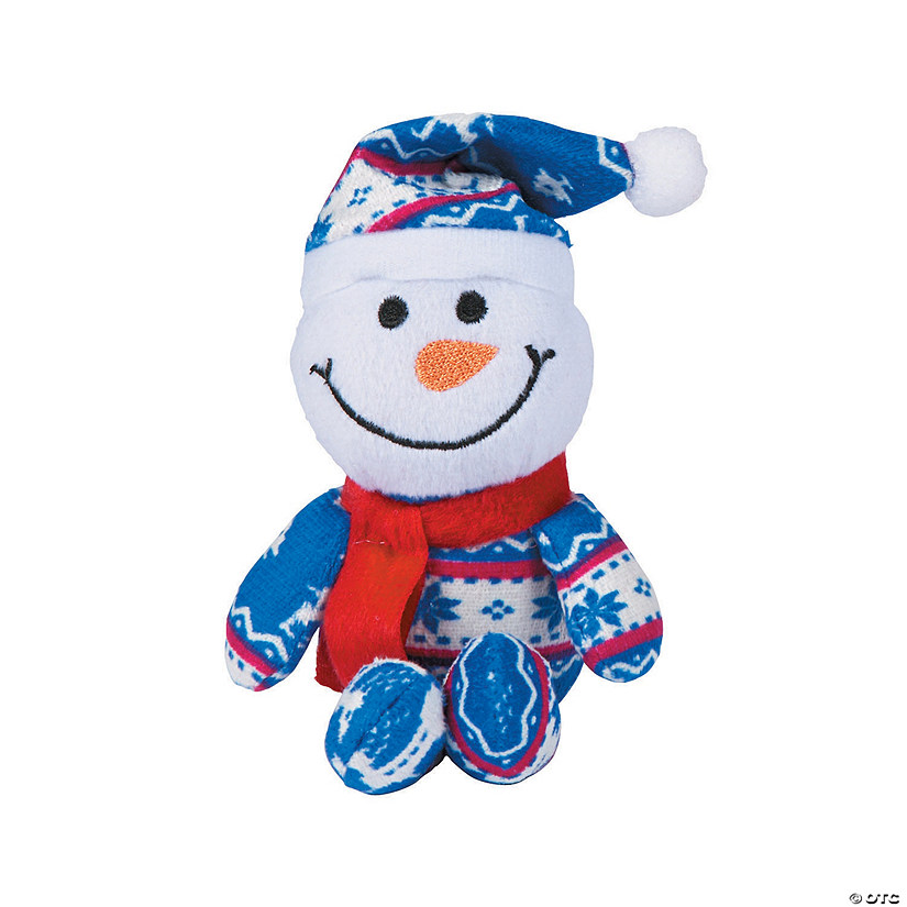 4" x 6 1/2" Winter Stuffed Snowmen in Nordic Pajamas - 12 Pc. Image