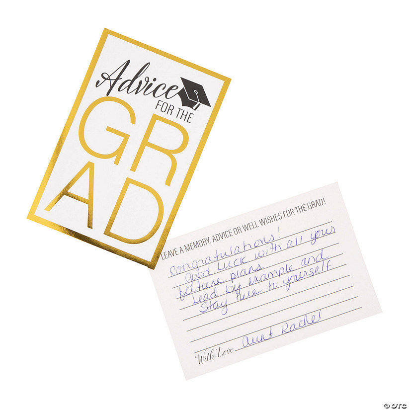4" x 6" Advice for the Grad White & Gold Cardstock Cards - 24 Pc. Image