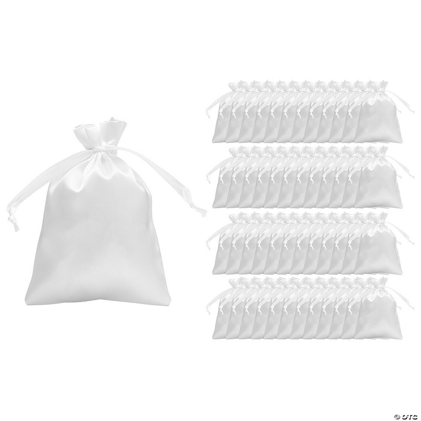 4" x 6" Bulk 96 Pc. Mini White Satin Drawstring Bags Image