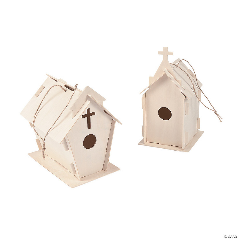 4" x 6" DIY Unfinished Wood Beautiful Church Birdhouses - Makes 12 Image