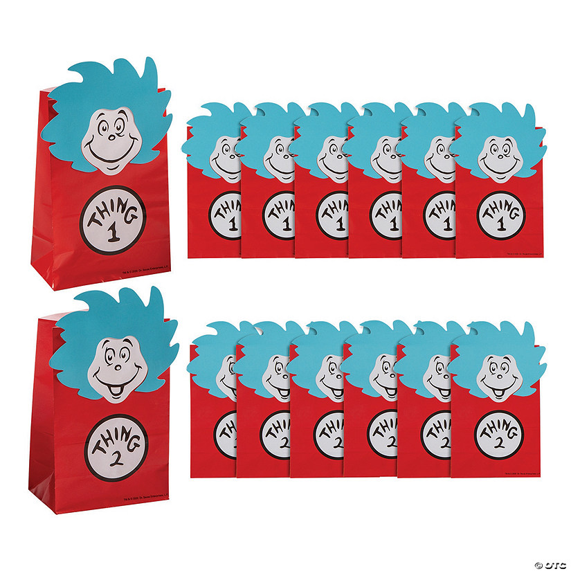 4" x 6" Dr. Seuss&#8482; Thing 1 & Thing 2 Paper Treat Bags - 12 Pc. Image