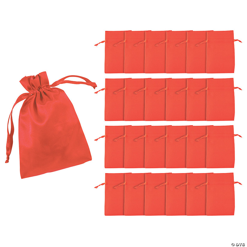 4" x 6" Mini Red Satin Drawstring Bags - 24 Pc. Image