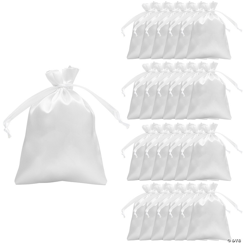 4" x 6" Mini White Satin Drawstring Bags - 24 Pc. Image