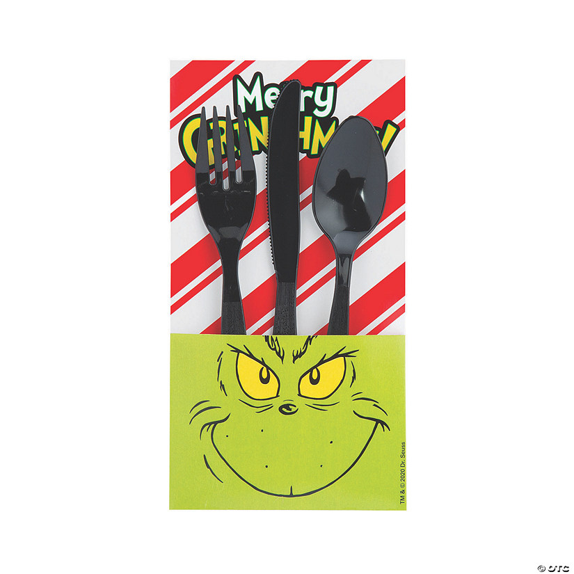 4" x 7 1/2" Dr. Seuss&#8482; The Grinch Cardstock Cutlery Holders - 12 Pc. Image