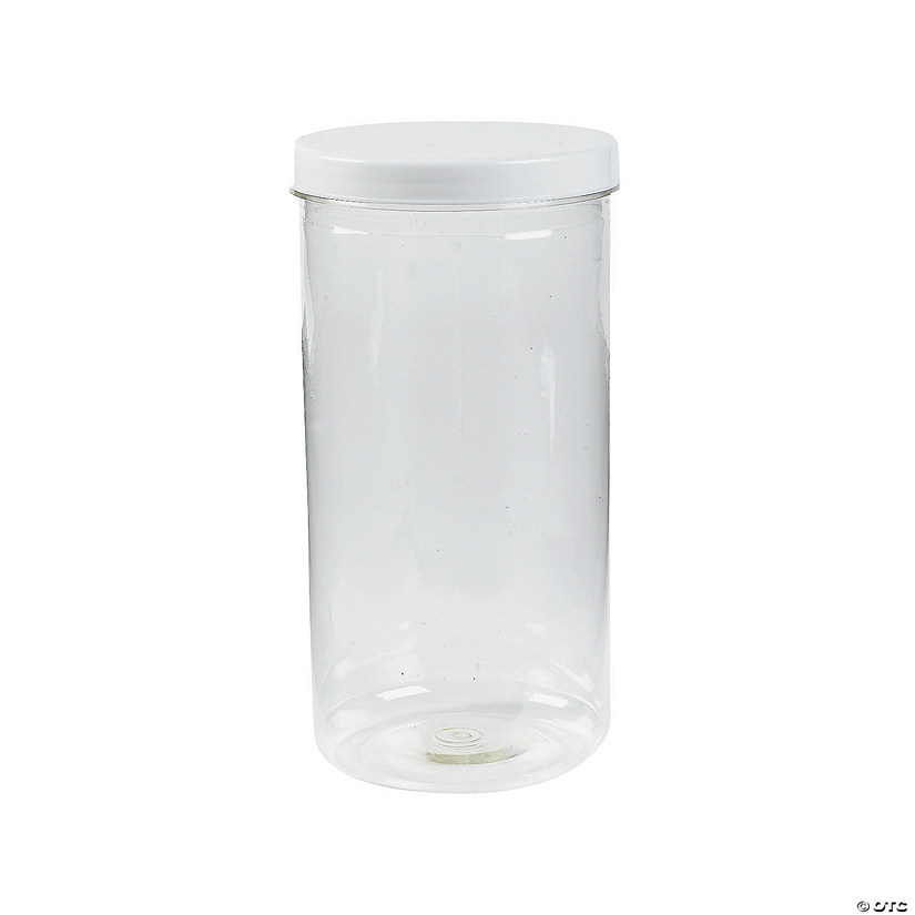 4" x 8" Tall Clear Plastic Cylinder Jars with Lids - 12 Pcs. Image
