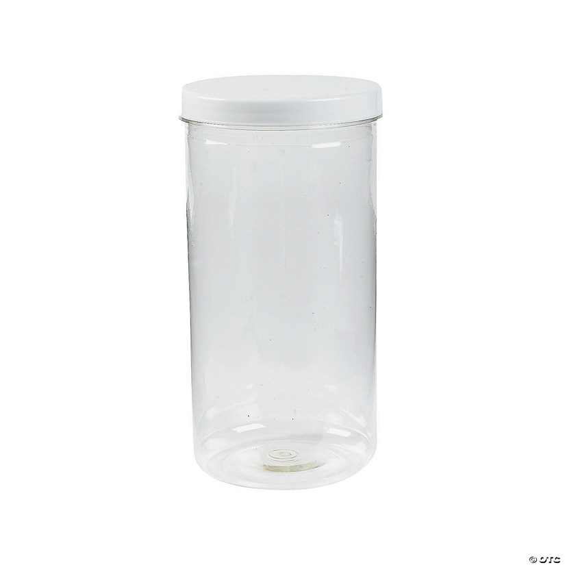 4&quot; x 8&quot; Tall Clear Plastic Cylinder Jars with Lids - 12 Pcs. Image