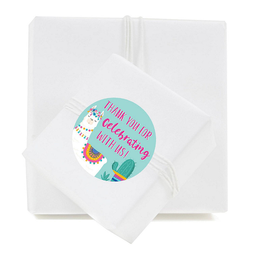 40 Llama Round Circle Label Celebrating Image