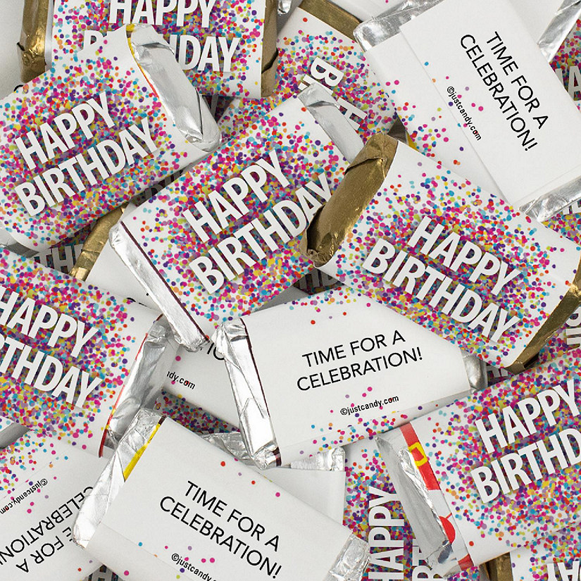 40 Pcs Birthday Candy Party Favors Wrapped Hershey's Miniatures Chocolate - Confetti Themed Image