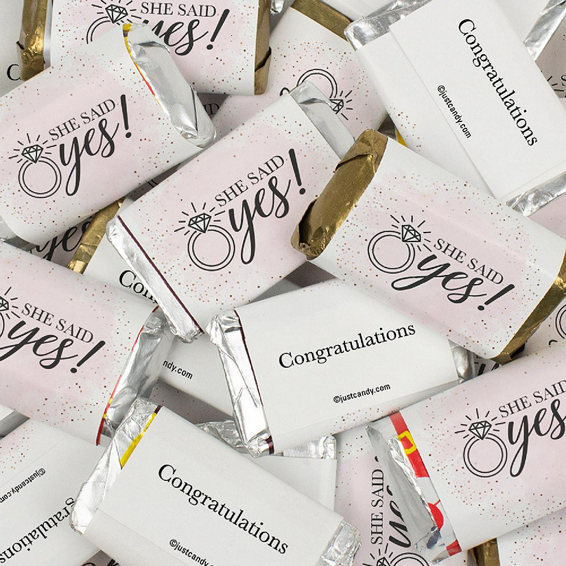 40 Pcs Bridal Shower Candy Party Favors Wrapped Hershey's Miniatures Chocolate - She Said Yes Image