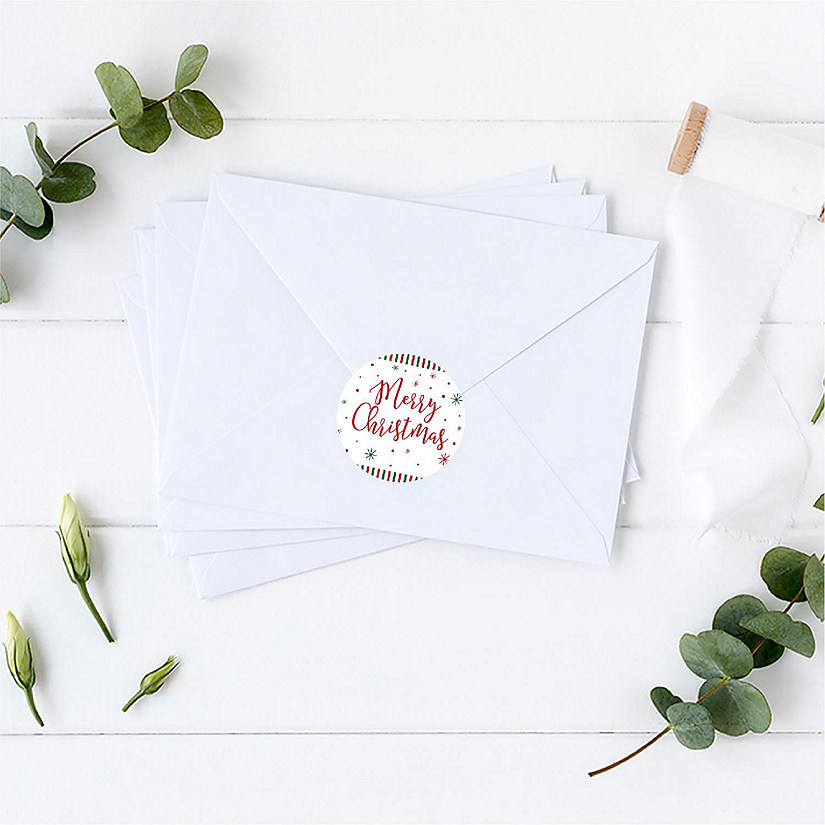 40 RED GREEN STRIPES XMAS GIFT LABELS Image