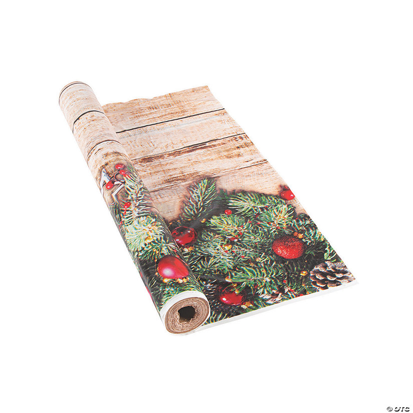 40" x 100 Ft. Barnwood Plastic Disposable Plastic Tablecloth Roll Image