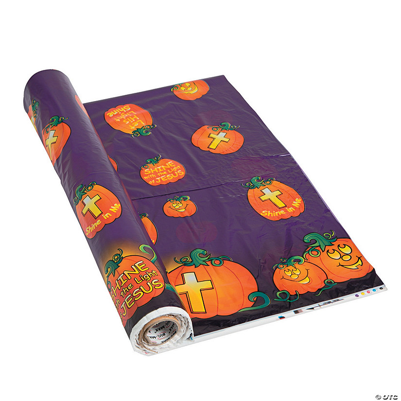 40" x 100 ft. Christian Pumpkin Plastic Tablecloth Roll Image
