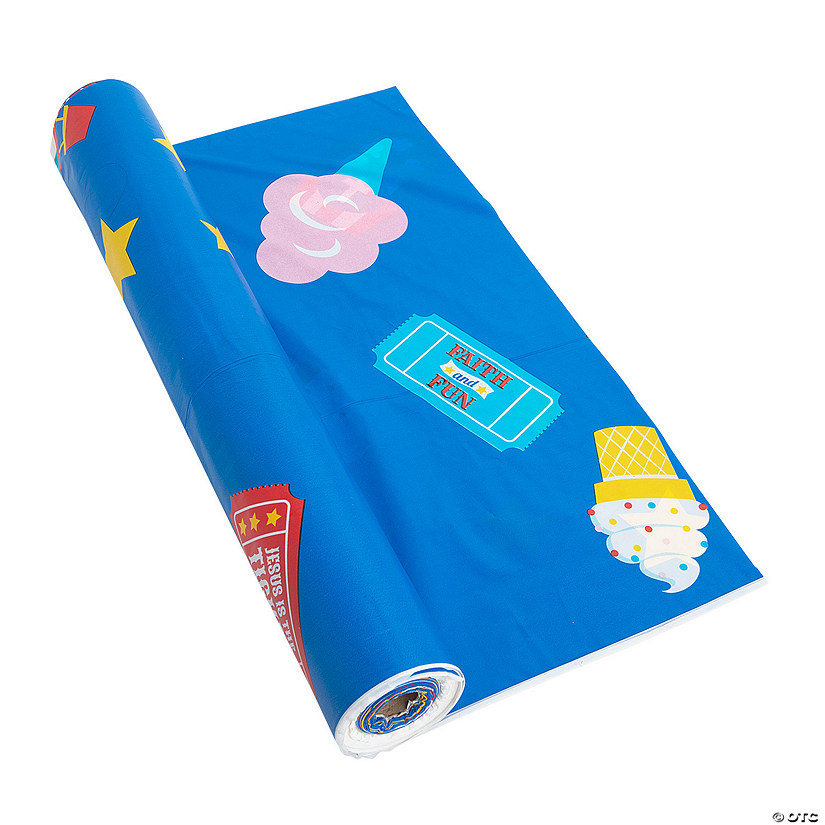 40" x 100 ft. Church Carnival Plastic Tablecloth Roll Image