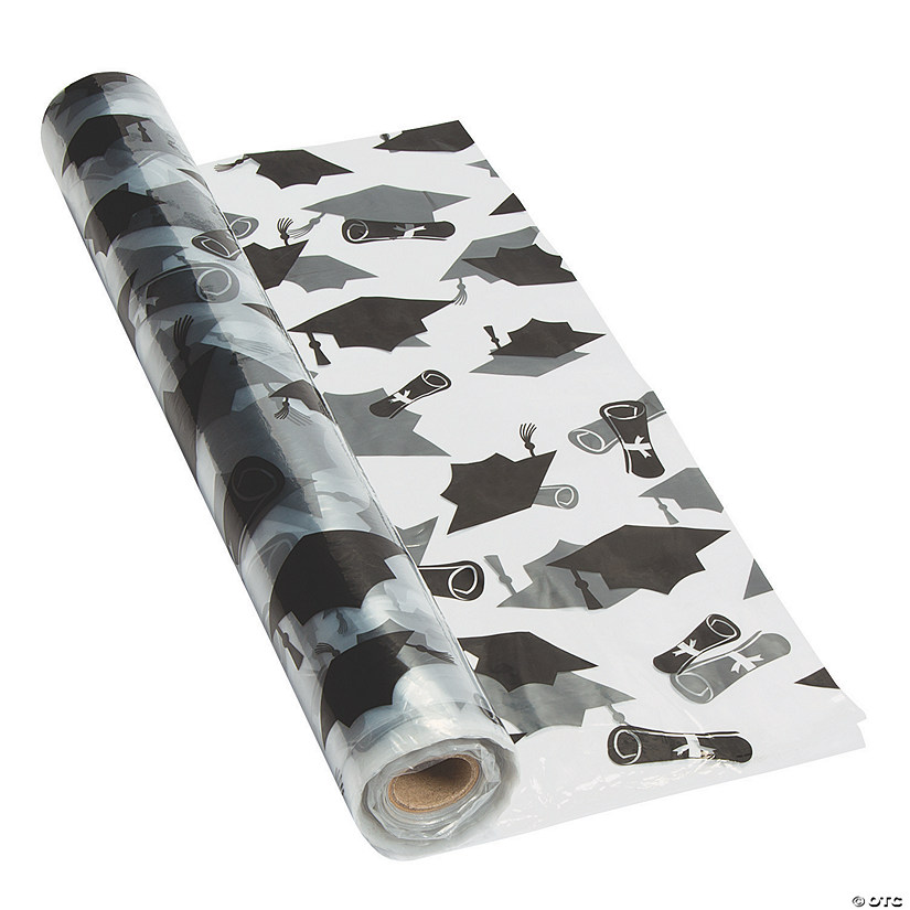 40" x 100 Ft. Clear Graduation Disposable Plastic Tablecloth Roll Image