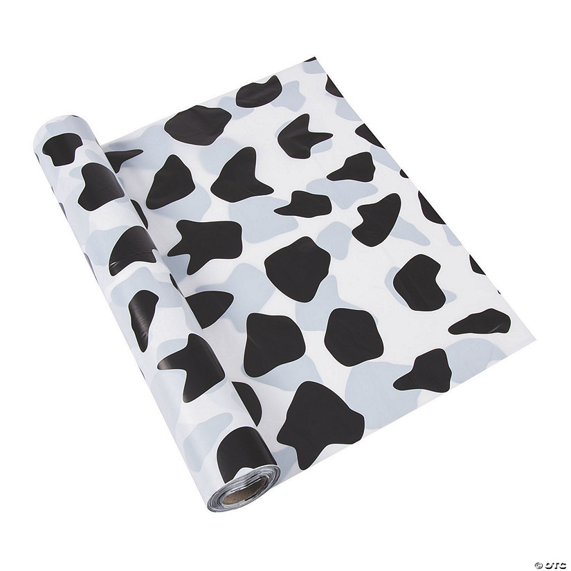 40" x 100 ft. Cow Print Plastic Tablecloth Roll Image