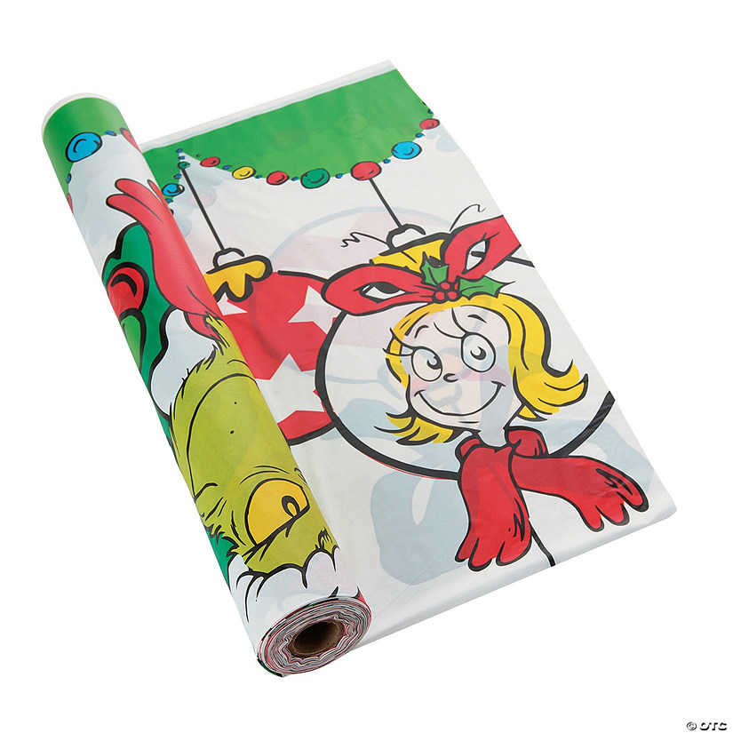 40" x 100 ft. Dr. Seuss&#8482; The Grinch Plastic Tablecloth Roll Image