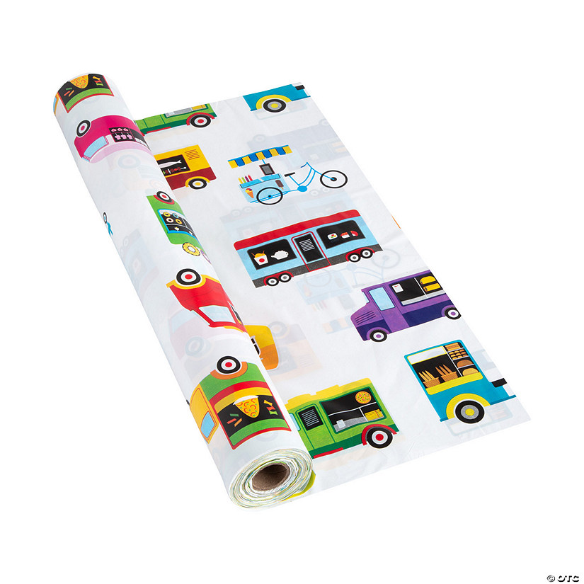 40" x 100 ft. Food Truck Plastic Tablecloth Roll Image