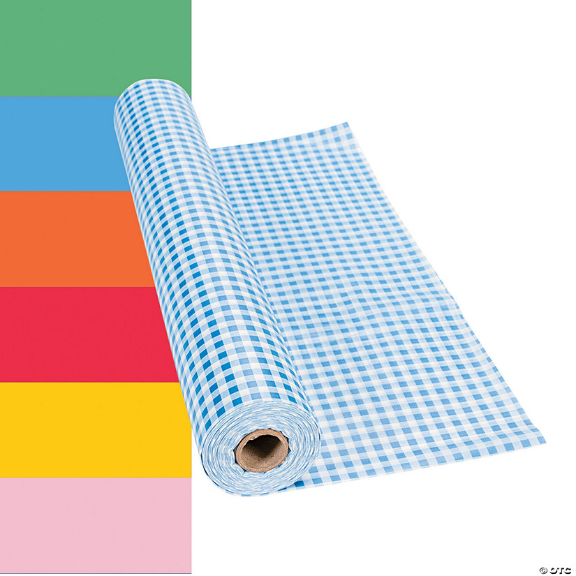 40" x 100 ft. Gingham Plastic Tablecloth Roll Image