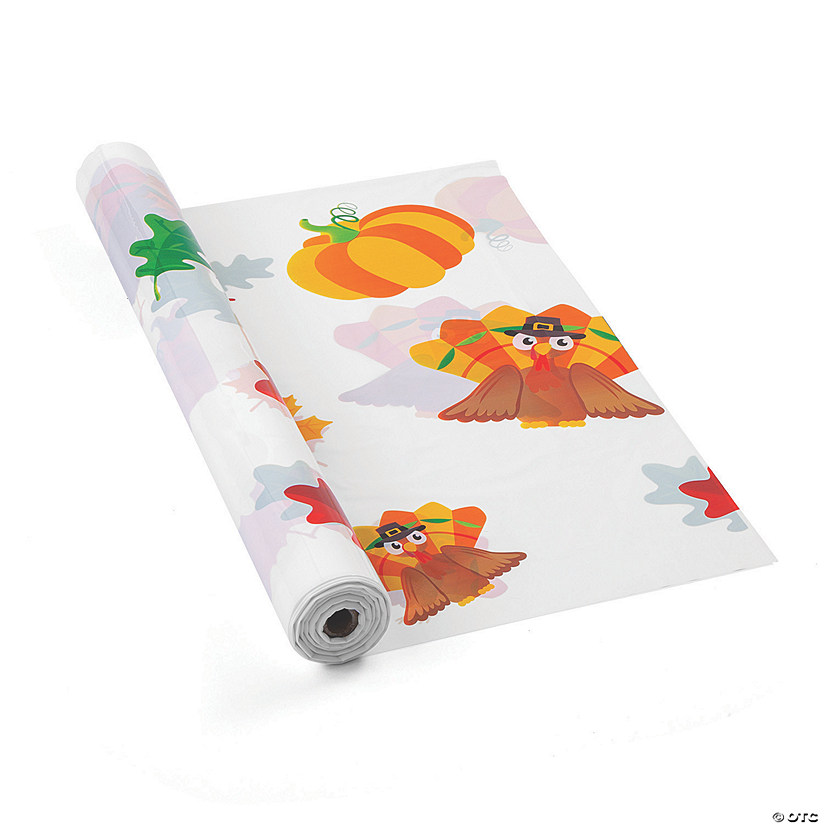 40" x 100 ft. Gobble Gobble Party Thanksgiving Turkey Plastic Tablecloth Roll Image