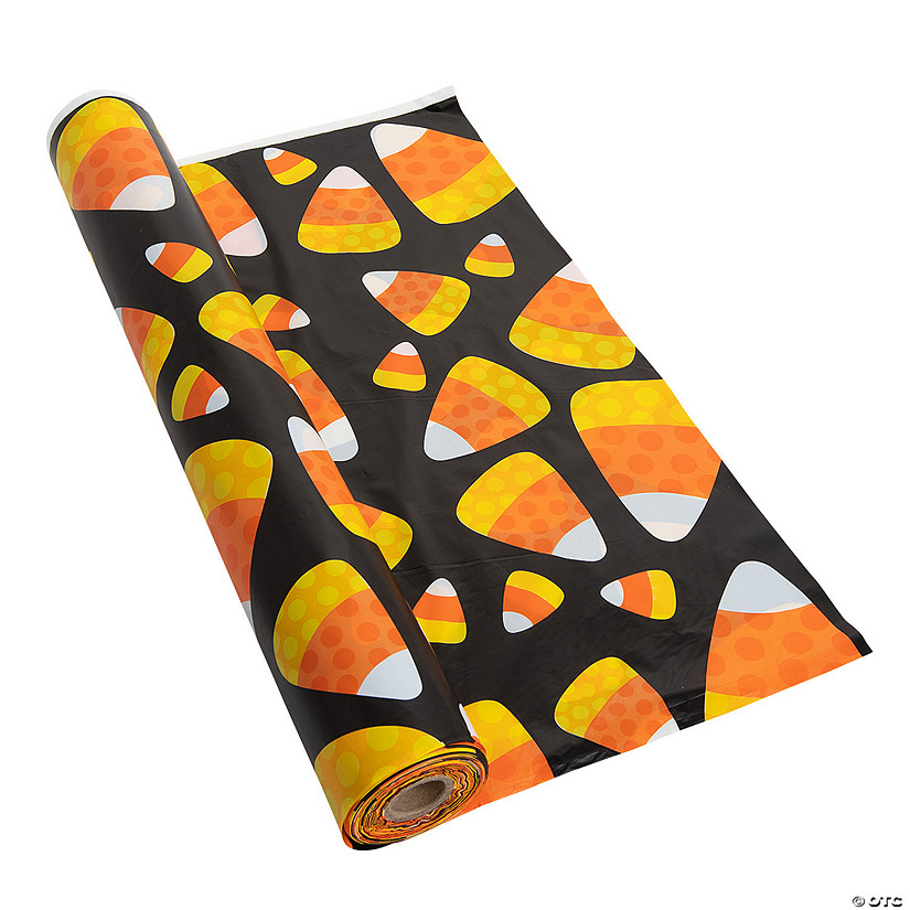 40" x 100 ft. Halloween Candy Corn Plastic Tablecloth Roll Image