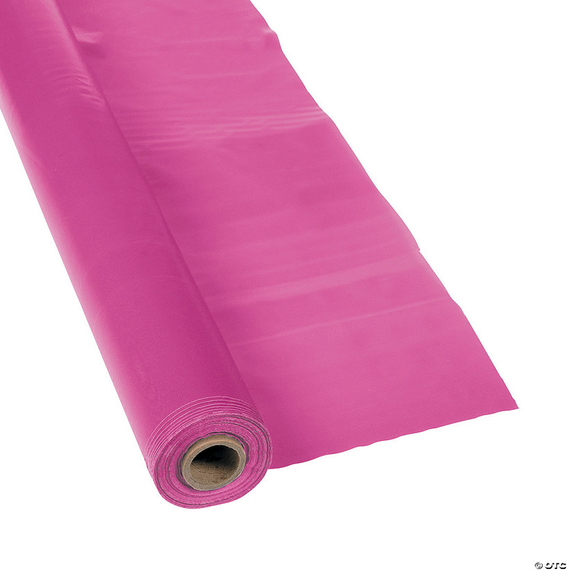 40" x 100 ft. Hot Pink Bright Disposable Plastic Tablecloth Roll Image