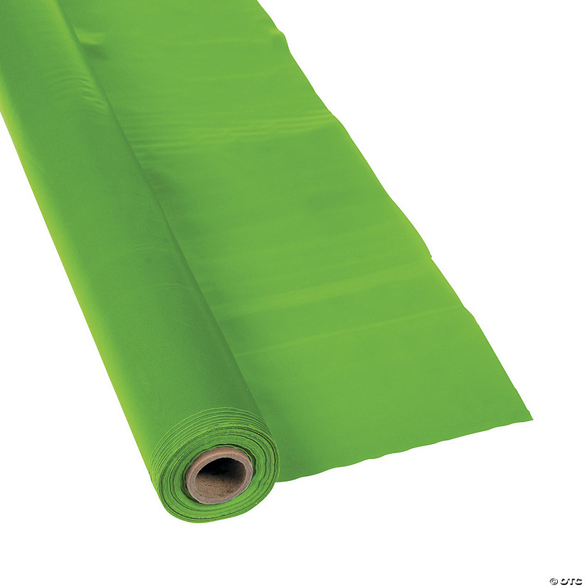 40" x 100 Ft. Lime Green Plastic Disposable Tablecloth Roll Image