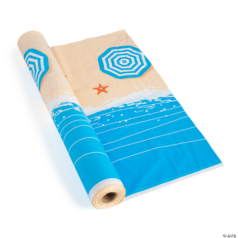 40" x 100 ft. Make a Splash Beach Plastic Tablecloth Roll  Image