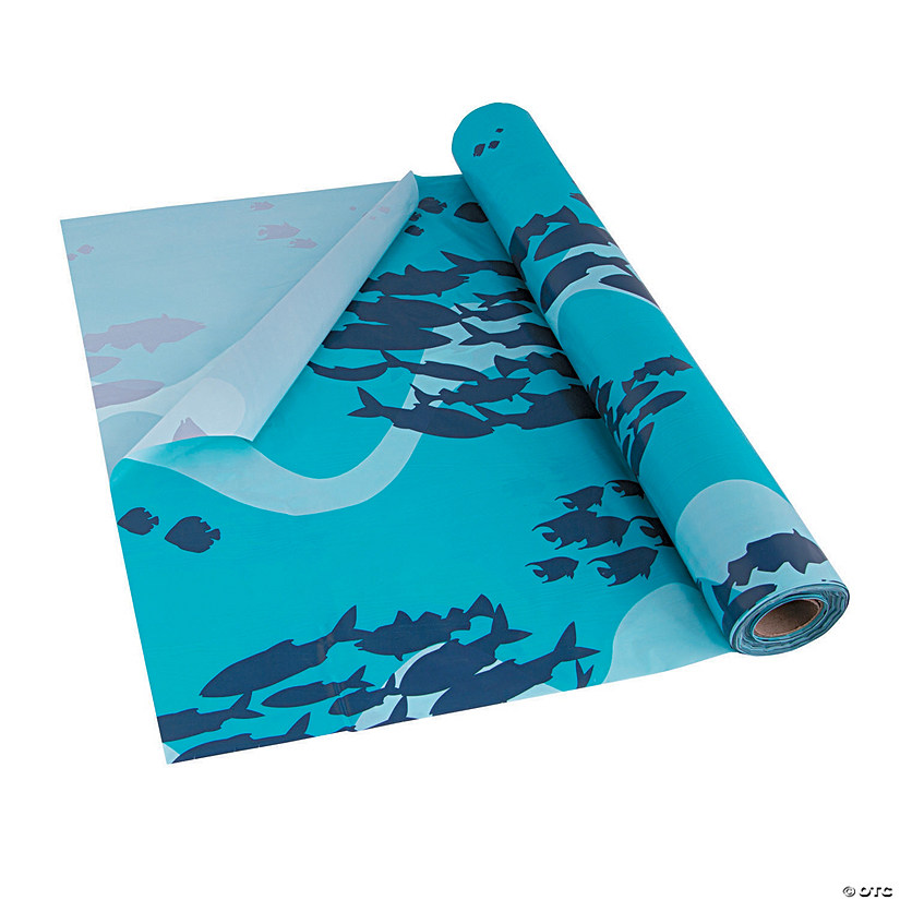 40" x 100 ft. Ocean Plastic Tablecloth Roll Image