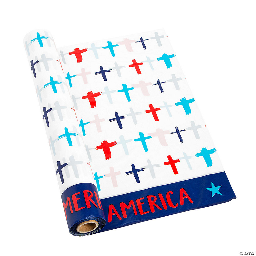 40" x 100 ft. Religious Patriotic Plastic Tablecloth Roll Image