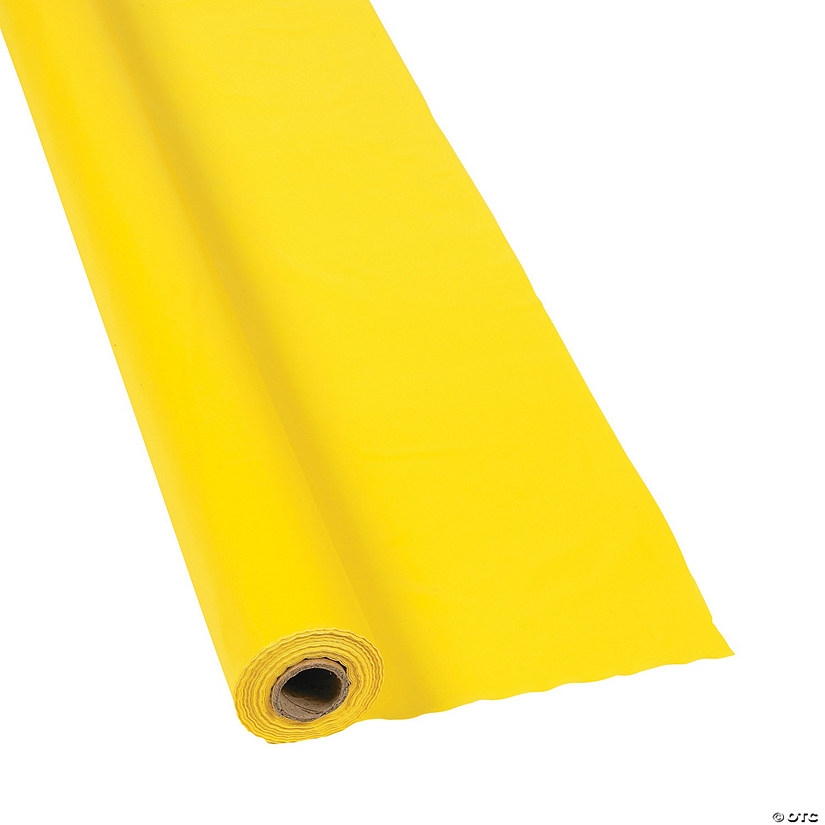 40" x 100 ft. School Bus Yellow Disposable Plastic Tablecloth Roll Image