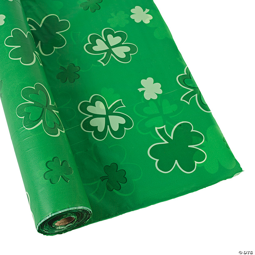 40" x 100 ft. Shamrocks Plastic Tablecloth Roll Image