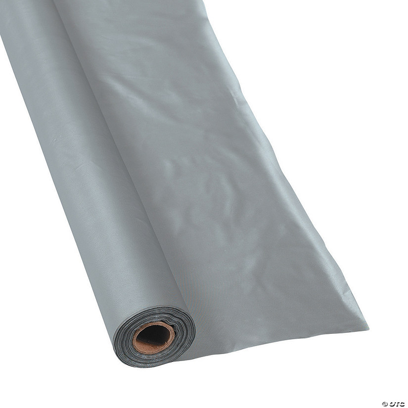40" x 100 ft. Silver Plastic Tablecloth Roll Image
