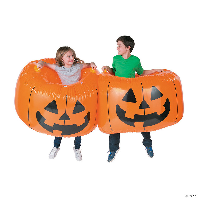 40" x 22"  Bright Orange 2-Pc. Pumpkin Inflatable Body Bopper Set Image