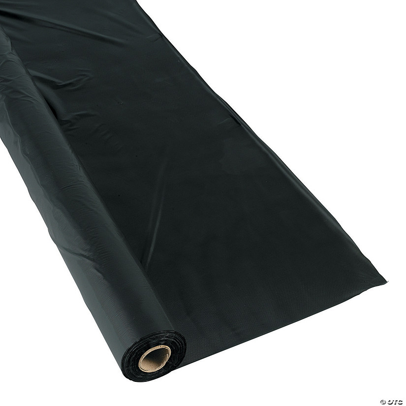 40" x 250 ft. Black Extra Long Plastic Tablecloth Roll Image