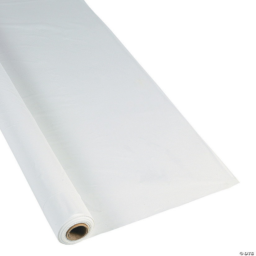 40" x 250 ft. White Extra Long White Plastic Tablecloth Roll Image