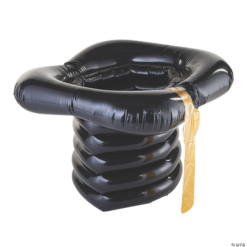 40" x 29 1/2" Graduation Inflatable Cap-Shaped Black Vinyl Drink Cooler Image