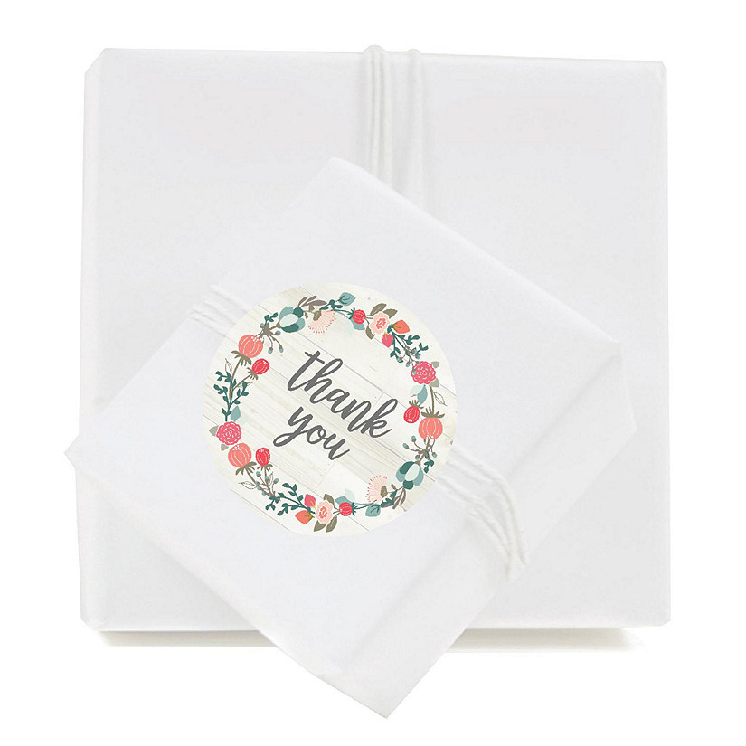 40PC Coral Peach Wreath/Script Thank You Image