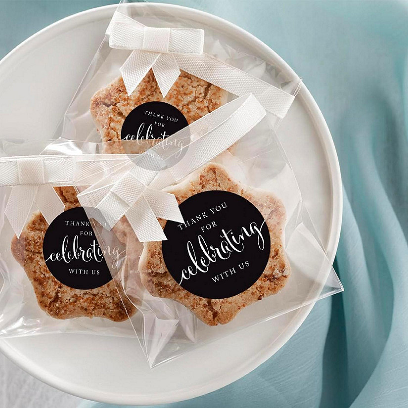 40PK Black Circle Thank You Gift Labels Image