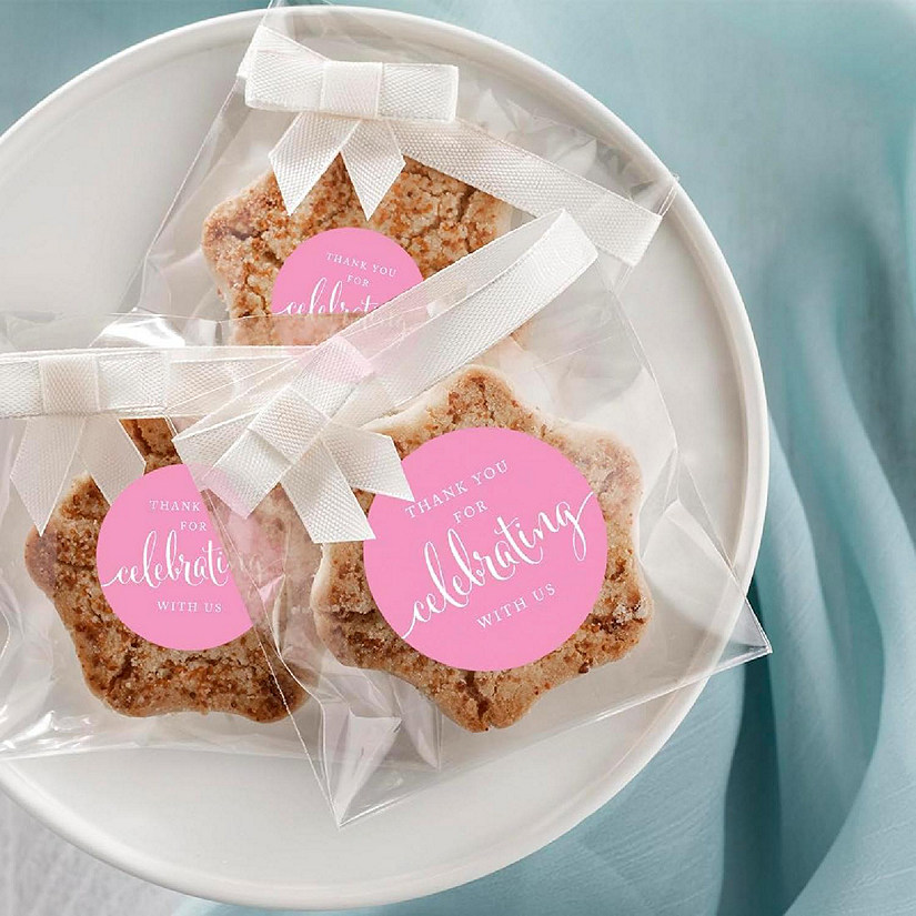 40PK Pink Circle Thank You Labels Image