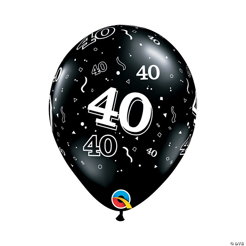 40th Birthday Around Black 11&#8221; Latex Balloons Image
