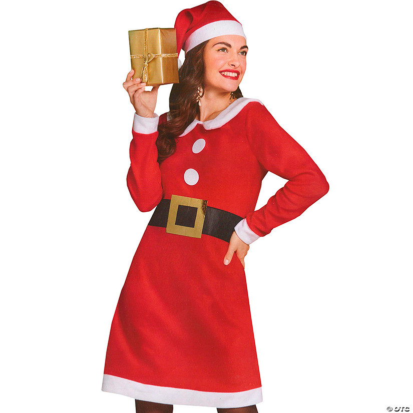 41-Inch Red and White Women's Mrs. Claus Costume Set - Medium Image