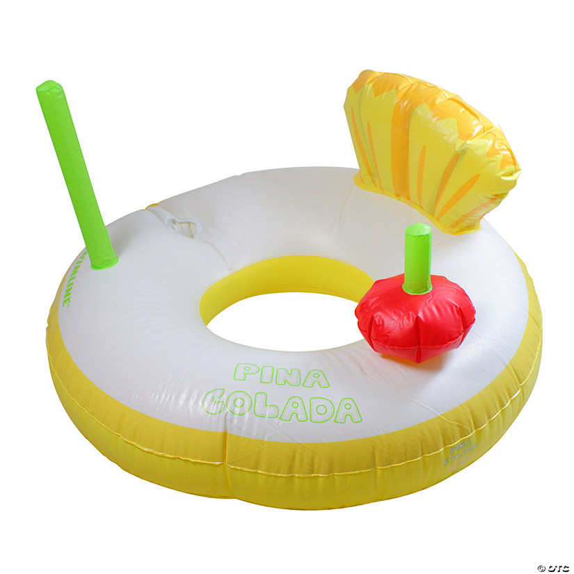 41" Inflatable Yellow and White Pina Colada Swimming Pool Ring Float Image