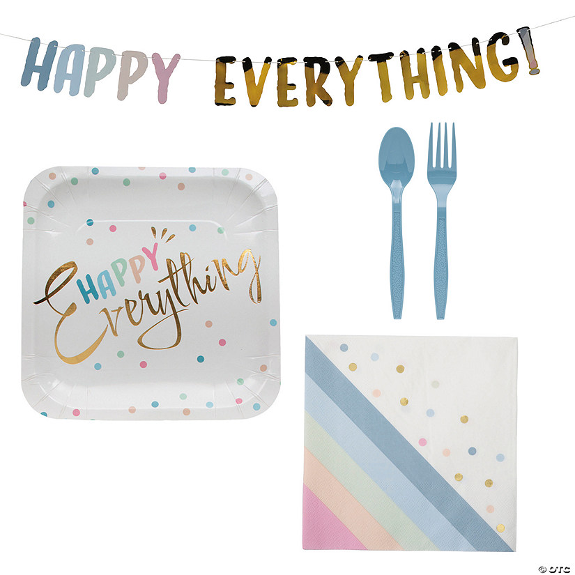 41 Pc. Happy Everything Party Disposable Tableware Kit for 8 Guests Image