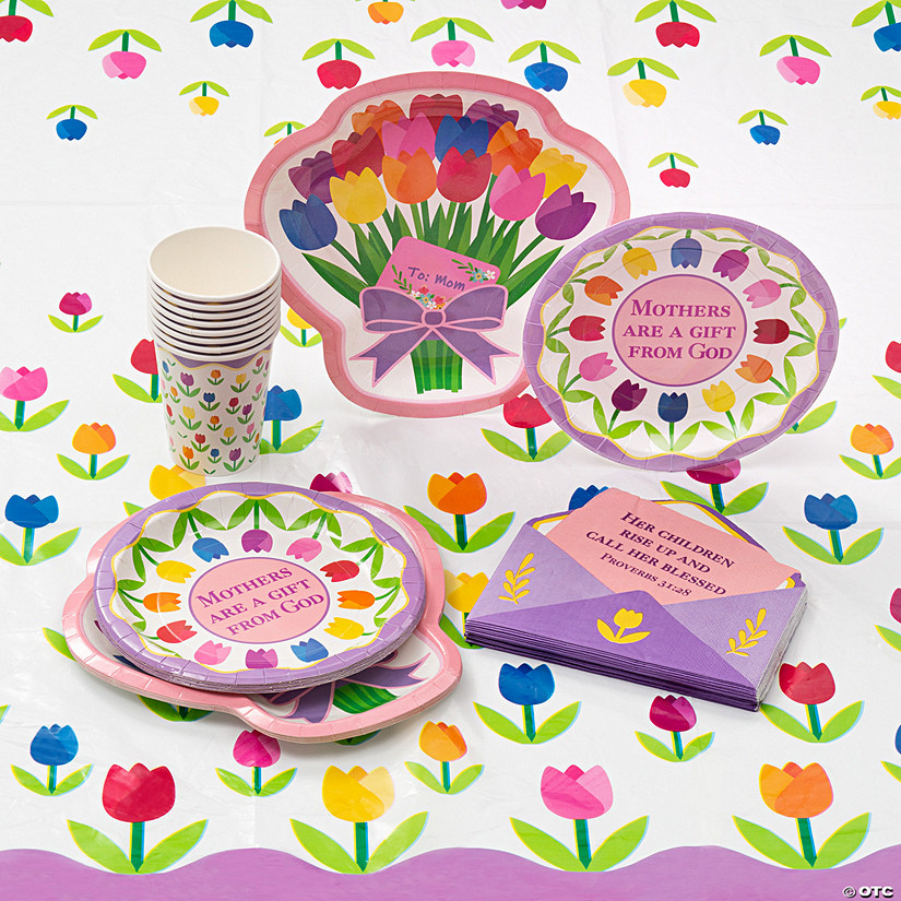 41 Pc. Religious Mother's Day Tableware Kit for 8 Guests Image